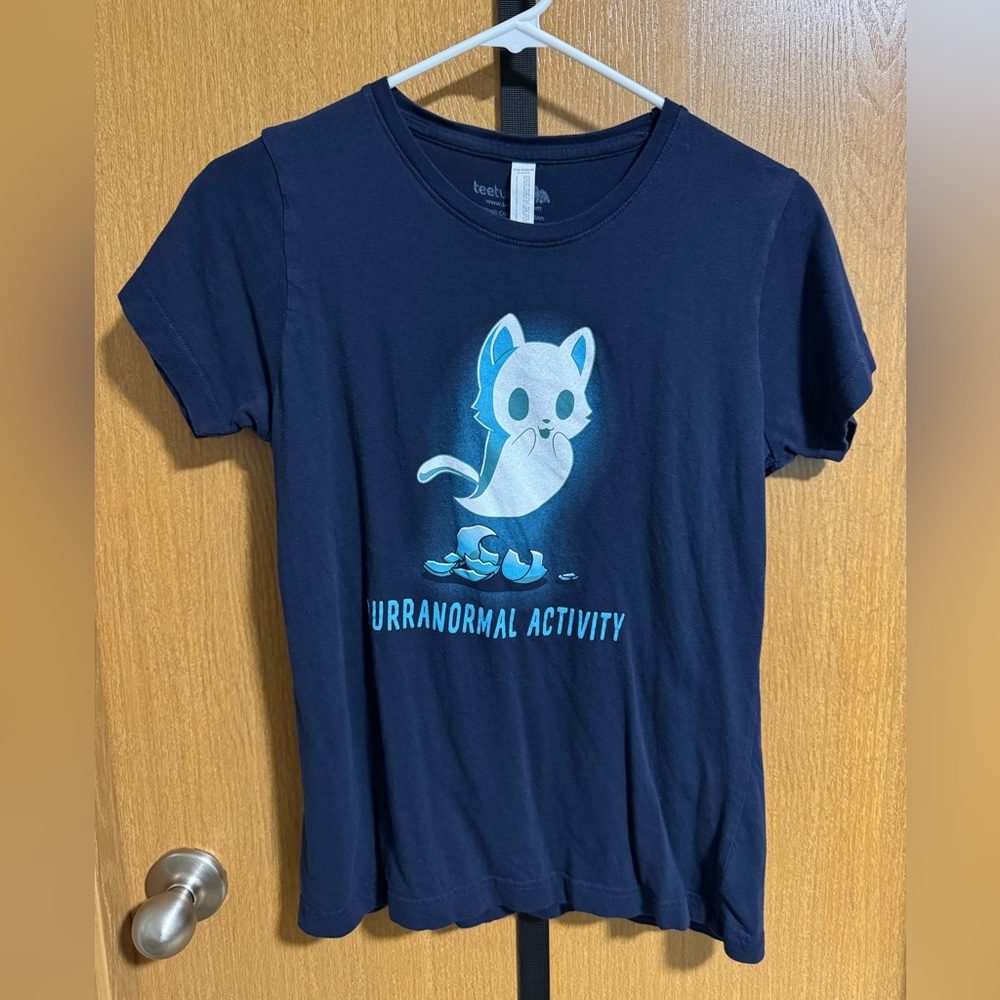 Teeturtle 'Purranormal Activity' Graphic Tee - Navy Blue ladies medium